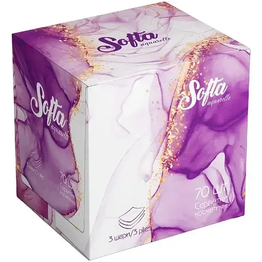 Серветки косметичні Chisto Softa Violet, сухі тришарові, 70 шт.