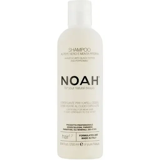 Зміцнюючий шампунь для волосся Noah Hair з чорним перцем і м`ятою 250 мл (107387)