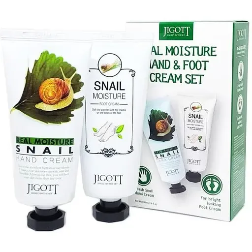 Набір кремів для рук та ніг Jigott Real Moisture Hand and Foot Cream Set Зволоження з муцином равлики