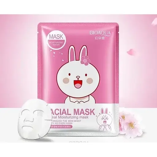 Тканинна маска Bioaqua Fasial Animal Mask Rabbit, з есенцією квіток вишні, 30 г