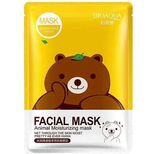Маска тканинна Bioaqua Fasial Animal Mask, з есенцією зеленого чаю, 30 г