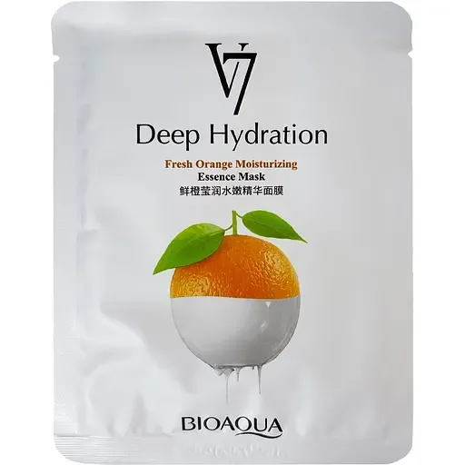 Омолоджуюча маска для обличчя Bioaqua V7 Toning Youth Mask + Seven Vitamins Essence, з екстрактом апельсина та з сімома вітамінами