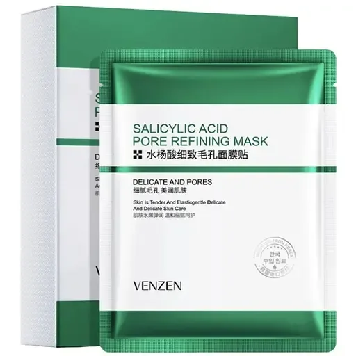 Тканинна маска Venzen salicylic acid pore refining mask для проблемної шкіри, з саліциловою кислотою, 25 г