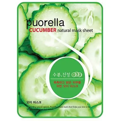 Тканинна маска для обличчя Puorella Cucumber Mask Sheet, з екстрактом огірка