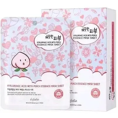 Тканинна маска для обличчя Esfolio Pure Skin, з гіалуроновою кислотою та персиковою есенцією, 25 мл