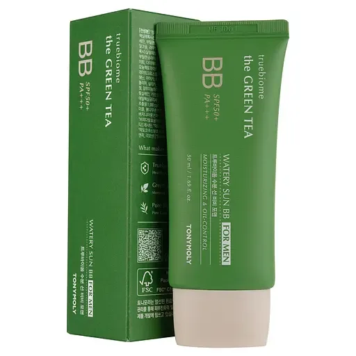 Крем для обличчя Tony Moly The Green Tea True Biome Watery Sun BB For Men, SPF 50+, з зеленим чаєм, 50 мл