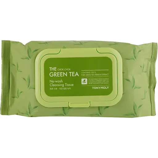 Серветки для обличчя Tony Moly The Chok Chok Green Tea Cleansing Tissue Очищення без змивання із зеленим чаєм 100 шт.