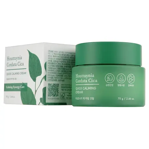 Крем для обличчя Tony Moly Houttuynia Cordata Cica Quick Calming Cream, з екстрактами хаутюнії та центели, 70 г