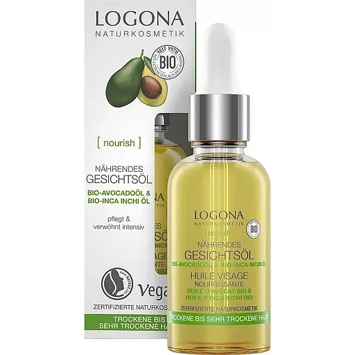 Біо-олія для обличчя живлення з Авокадо та інка інчі Logona Nourish Revitalizing Face Oil 30 мл