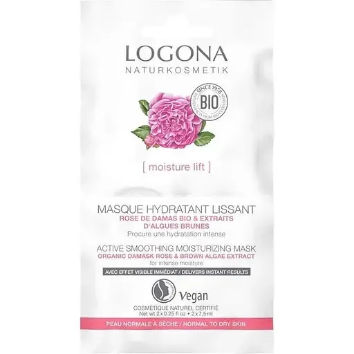 Біо-Маска для обличчя Logona троянда активне розгладження та зволоження для сухої шкіри 15 мл