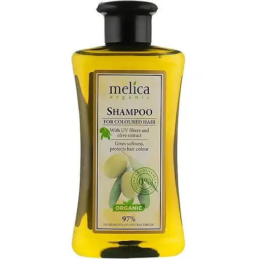 Шампунь для фарбованного волосся Melica Organic з УФ-фільтрами та витяжкою оливок 300 мл
