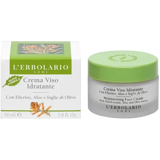 Крем для обличчя L'Erbolario Crema Viso Idratante з цмином, алое та листям оливи, зволожуючий, 50 мл