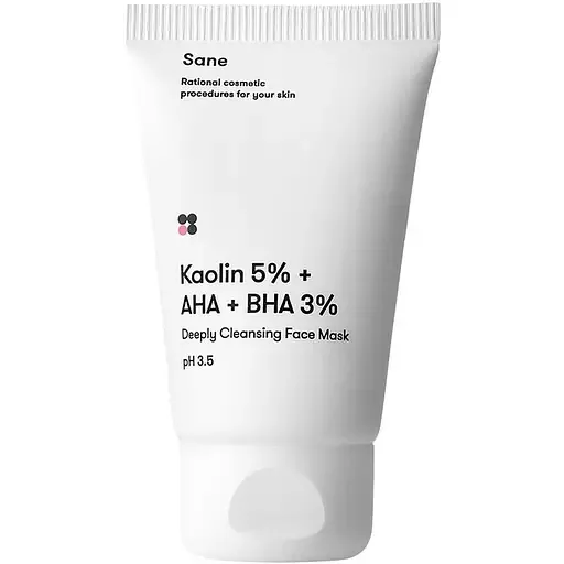 Маска для обличчя Sane Kaolin 5% + AHA + BHA 3% для проблемної шкіри 40 мл