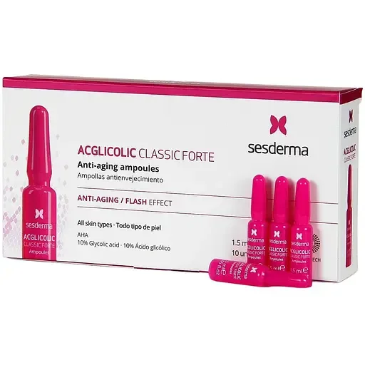Ампули з 10% гліколевою кислотою Sesderma Laboratories Acglicolic Classic Forte Anti-Aging Ampoules 10х1,5 мл