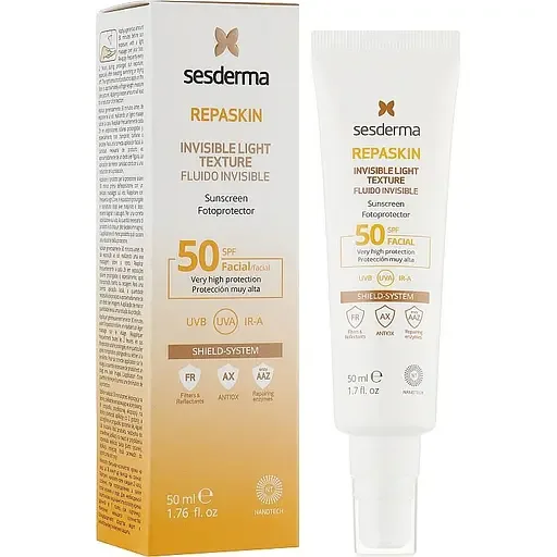 Сонцезахисний засіб для обличчя Sesderma Repaskin Invisible SPF 50 Light, 50 мл