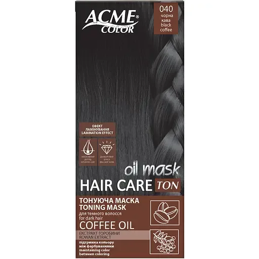 Тонуюча маска для волосся ACME-COLOR Hair Care TON oil mask № 040 Чорна кава