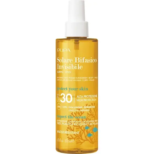 Двофазний сонцезахисний спрей Pupa Two-Phase Sunscreen SPF 30 для обличчя та тіла, 200 мл