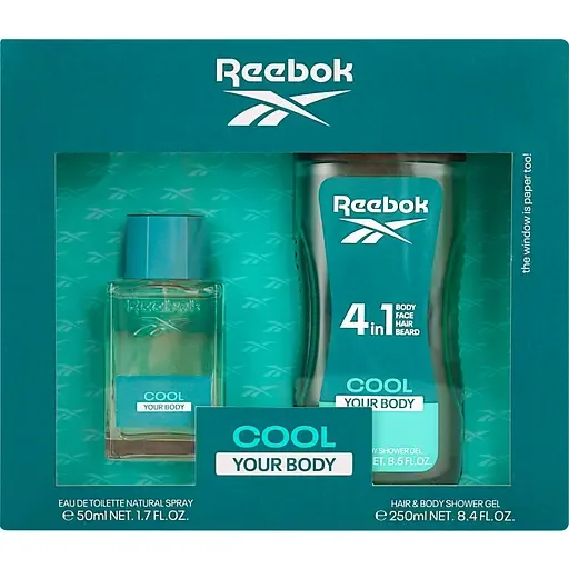 Подарунковий набір для чоловіків Reebok Cool your body: Туалетна вода 50 мл + Гель для душу 250 мл