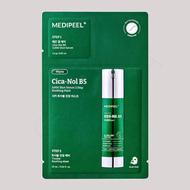 Двоетапна заспокійлива маска для обличчя Medi-Peel Phyto Cica-Nol B5 3000 Shot Serum 2 Step Mask - 1.5 г + 25 мл