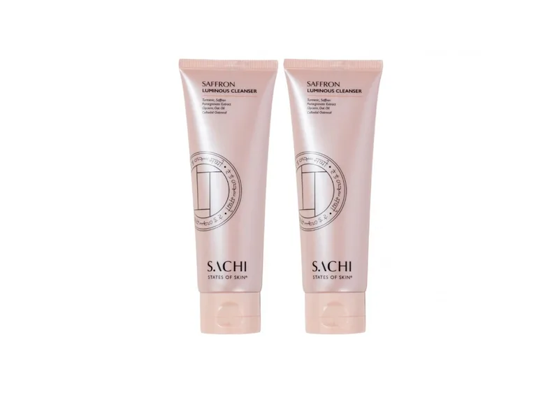 Набір для очищення шкіри обличчя з шафраном SACHI SKIN Saffron Luminous Cleanser 2 шт