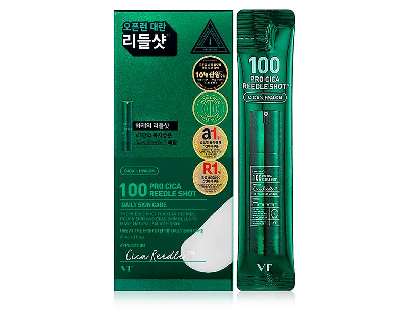 Сироватка-бустер для чутливої ​​шкіри обличчя з мікроголками VT Cosmetics Pro Cica Reedle Shot 100, 10шт по 2мл