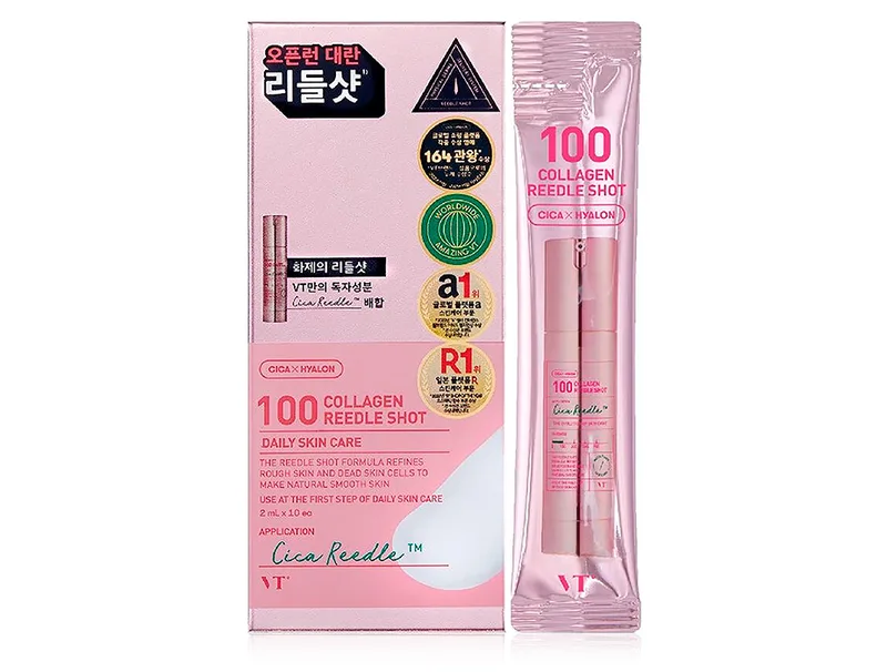 Сироватка-бустер для пружності обличчя з мікроголками та колагеном VT Cosmetics Collagen Reedle Shot 100, 10шт по 2мл