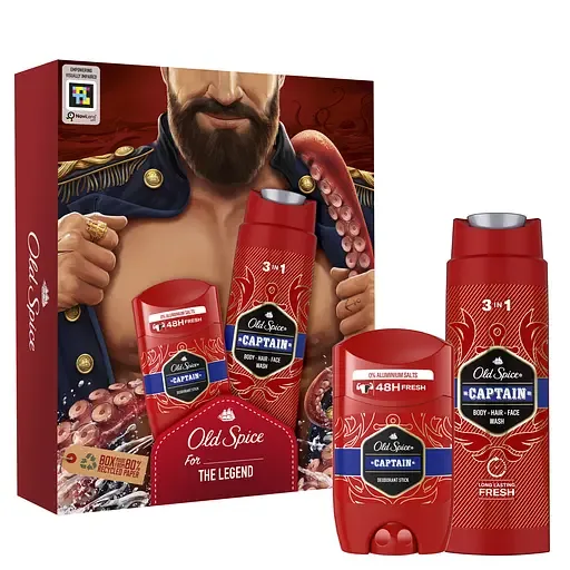 Подарунковий набір для чоловіків Old Spice Dark Captain: твердий дезодорант 50 мл + гель для душу 3 в 1 250 мл