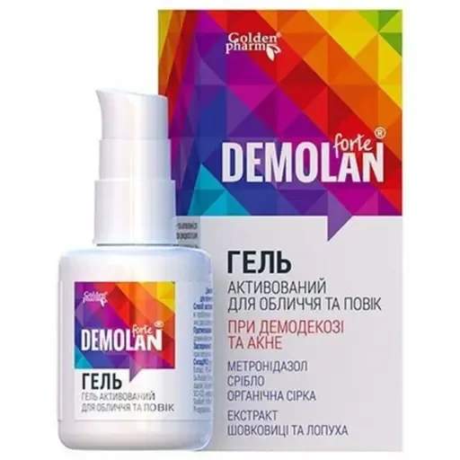 Гель для обличчя та вік при демодекозі та акне Golden pharm Demolan Forte Демолан Форте, 30 мл