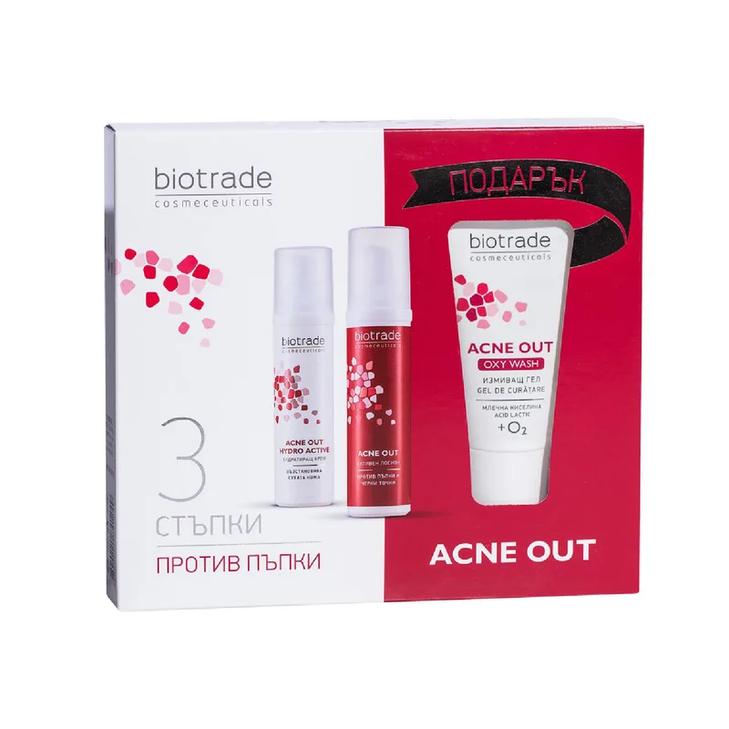 Подарунковий набір Biotrade Acne Out 3в1 Гель 50 мл + Лосьйон 60 мл + Крем 60 мл (3800221841904)