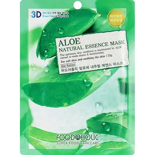 Тканинна 3D-маска для обличчя Food A Holic Natural Essence Mask Aloe Алое, 23 г
