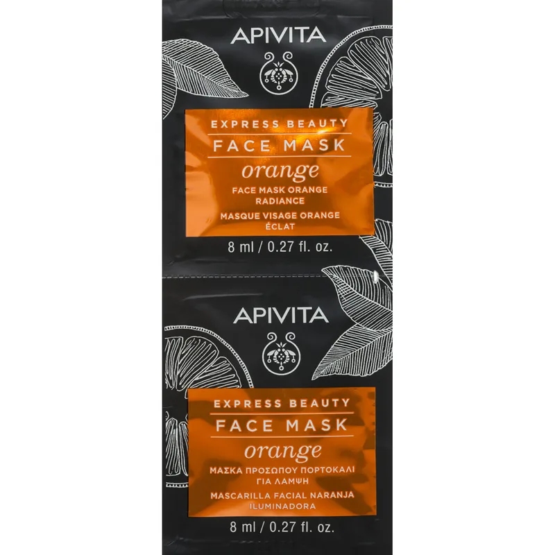 Маска для обличчя Apivita Express Beauty Сяяння, з апельсином, 2 шт. по 8 мл