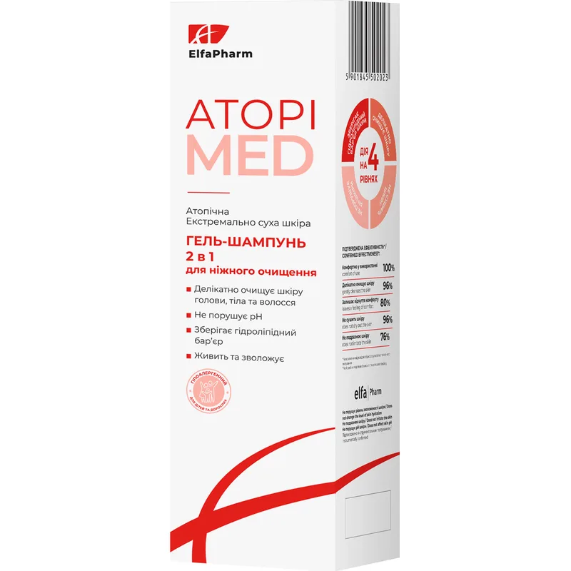 Гель-шампунь 2 в 1 ELFA PHARM (Ельфа Фарм) Atopi Med (Атопі мед) для очищення атопічної, екстремально сухої шкіри немовлят, дітей та дорослих 400 мл