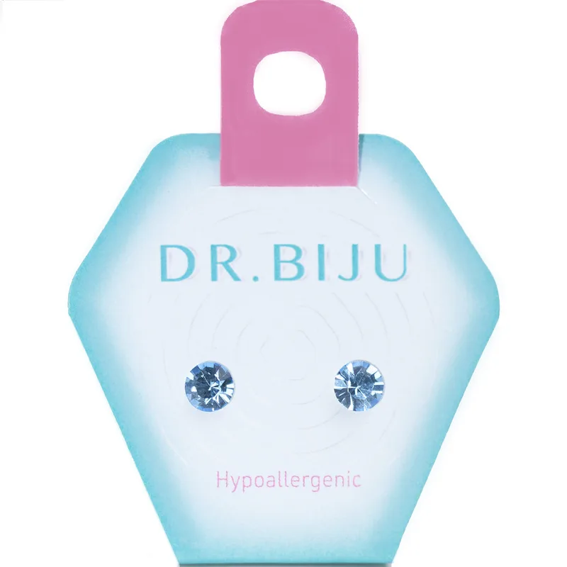 Сережки-голки Dr.Biju Сіріус 5.3 мм Аквамарин, дитячі, 1 пара