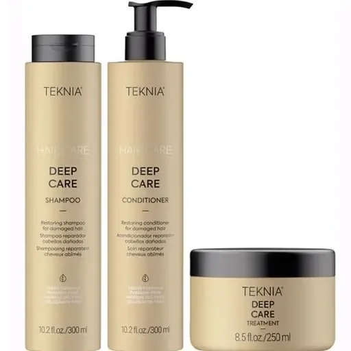 Подарунковий набір для пошкодженого волосся Lakme Teknia Deep Care: шампунь 300 мл + кондиціонер 300 мл + маска 250 мл