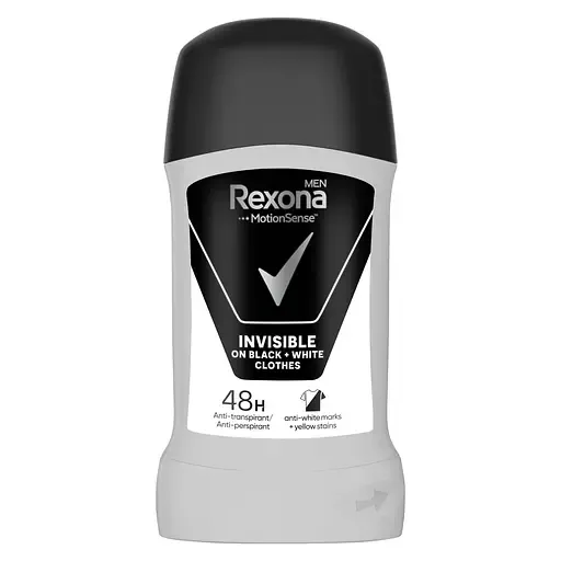 Антиперспірант-олівець Rexona Men Невидимий, на чорному та білому одязі, 40 г