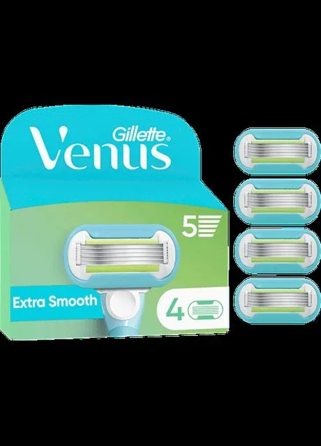 Змінні картриджі для гоління (леза касети) жіночі Gillette Venus 5 лез Extra Smooth касети 4 шт