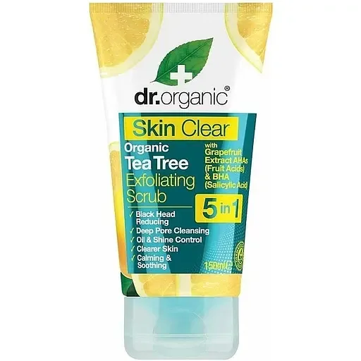 Відлущуючий скраб Зелений чай Dr. Organic Tea Tree Exfoliating Scrub 150 мл