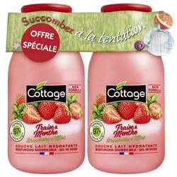 Набір для душу "Полуниця і м'ята" Cottage Strawberry & Mint Shower Milk Set (2*shower/milk/250ml)