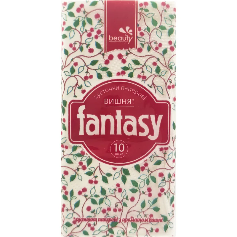 Хустинки (серветки) носові FANTASY (Фентезі бьюті) Beauty 3 шари з ароматом вишні 10 шт