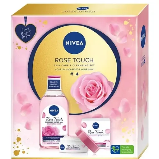 Набір жіночий Nivea Rose Touch 2023: Міцелярна вода 400 мл + Зволожуючий гель-крем 50 мл