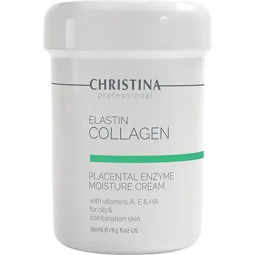 Зволожувальний крем для жирної шкіри Christina Elastin Collagen Placental Enzyme Moisture Cream with Vitamins A, E & HA 250 мл