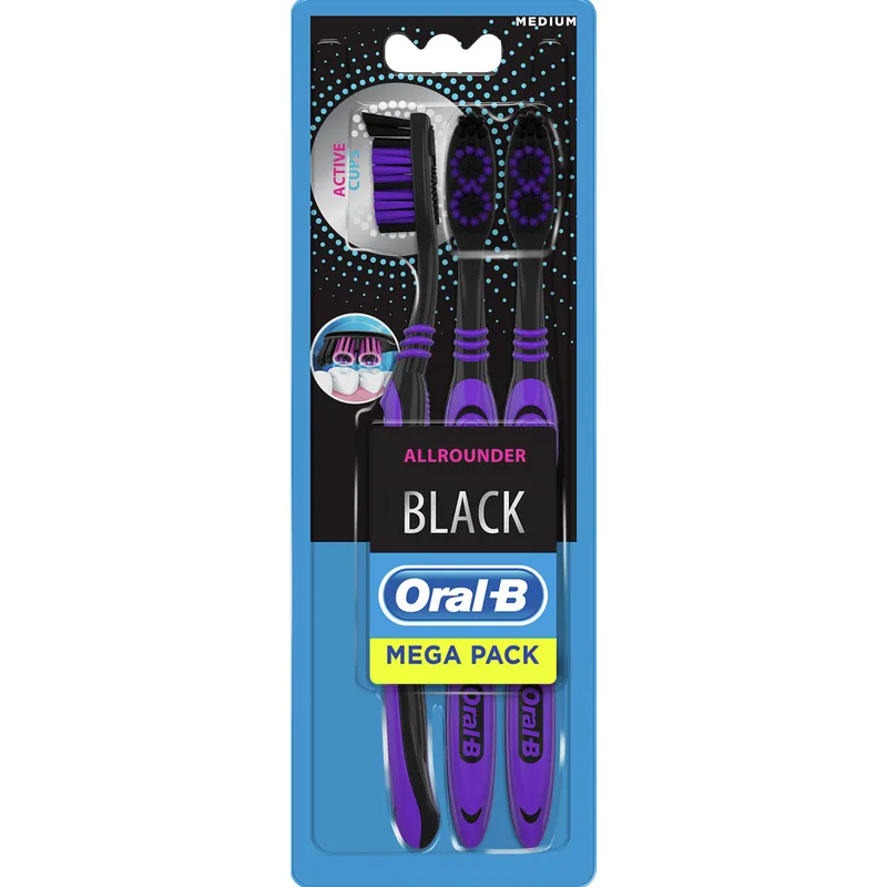 Зубна щітка ORAL-B (Орал-бі) Всебічна чистка чорна 40 середньої жорсткості 3 шт