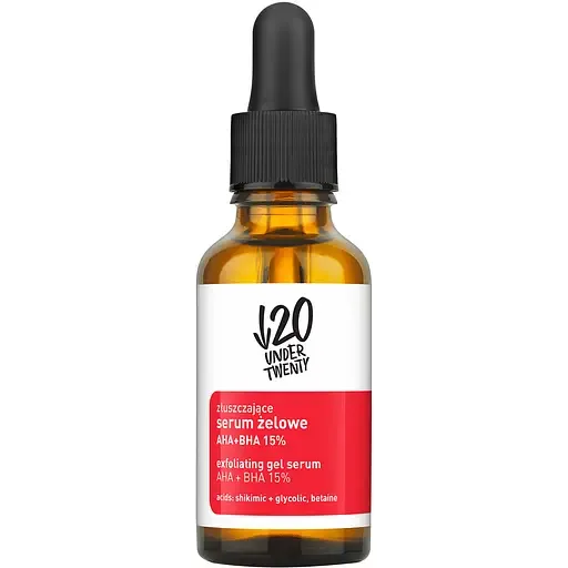 Гелева сироватка Under Twenty Anti Acne Exfoliating Gel Serum AHA+BHA 15% з відлущувальною дією 30 мл