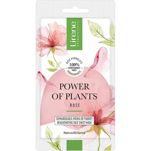Маска для обличчя Lirene Power Of Plants Rejuvenating Face Sheet Mask Rose 17 г