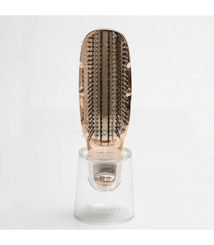 Scalp Brush World Model Short Pink Gold - Компактна масажна щітка для волосся та шкіри голови із підставкою