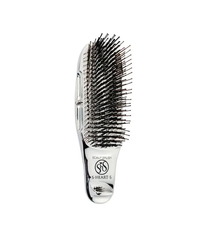 Scalp Brush Professional Plus Short Silver - Професійна масажна щітка для очищення та догляду за волоссям з короткою ручкою
