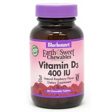 Вітамін D3 - Смак малини Bluebonnet Nutrition Vitamin D3 400IU Earth Sweet Chewables