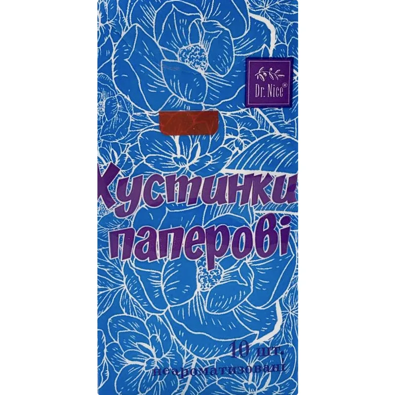 Хусточки паперові DR.NICE (Доктор Найс) без аромату 10 шт