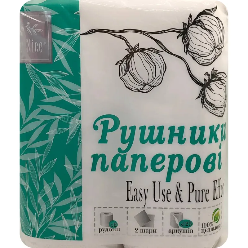 Рушники паперові DR.NICE (Доктор Найс) двошарові 2 рулони