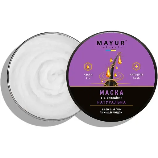 Маска для волосся Mayur натуральна проти випадіння регенеруюча з аргановою олією та ніаценамідом